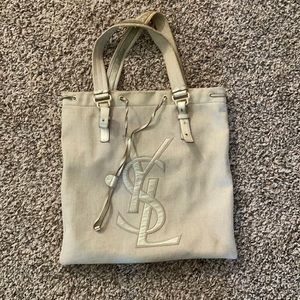 YSL canvas tote handbag purse